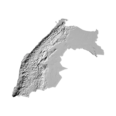 Peru Terrain Map detail view, ready for 3D printing and CNC routing