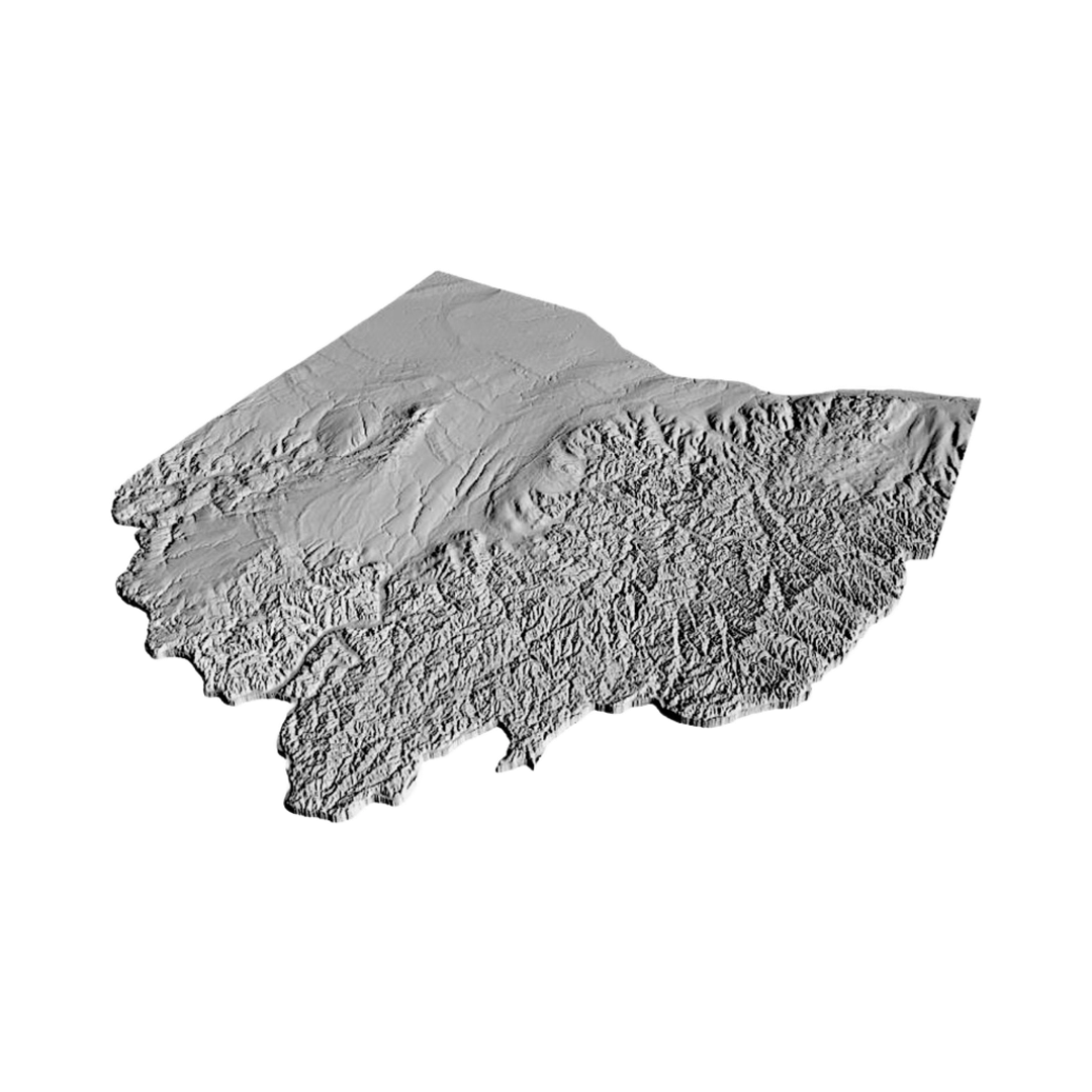 Ohio Terrain Terrain Map detail view, ready for 3D printing and CNC routing