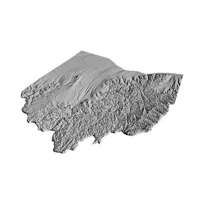 Ohio Terrain Terrain Map detail view, ready for 3D printing and CNC routing
