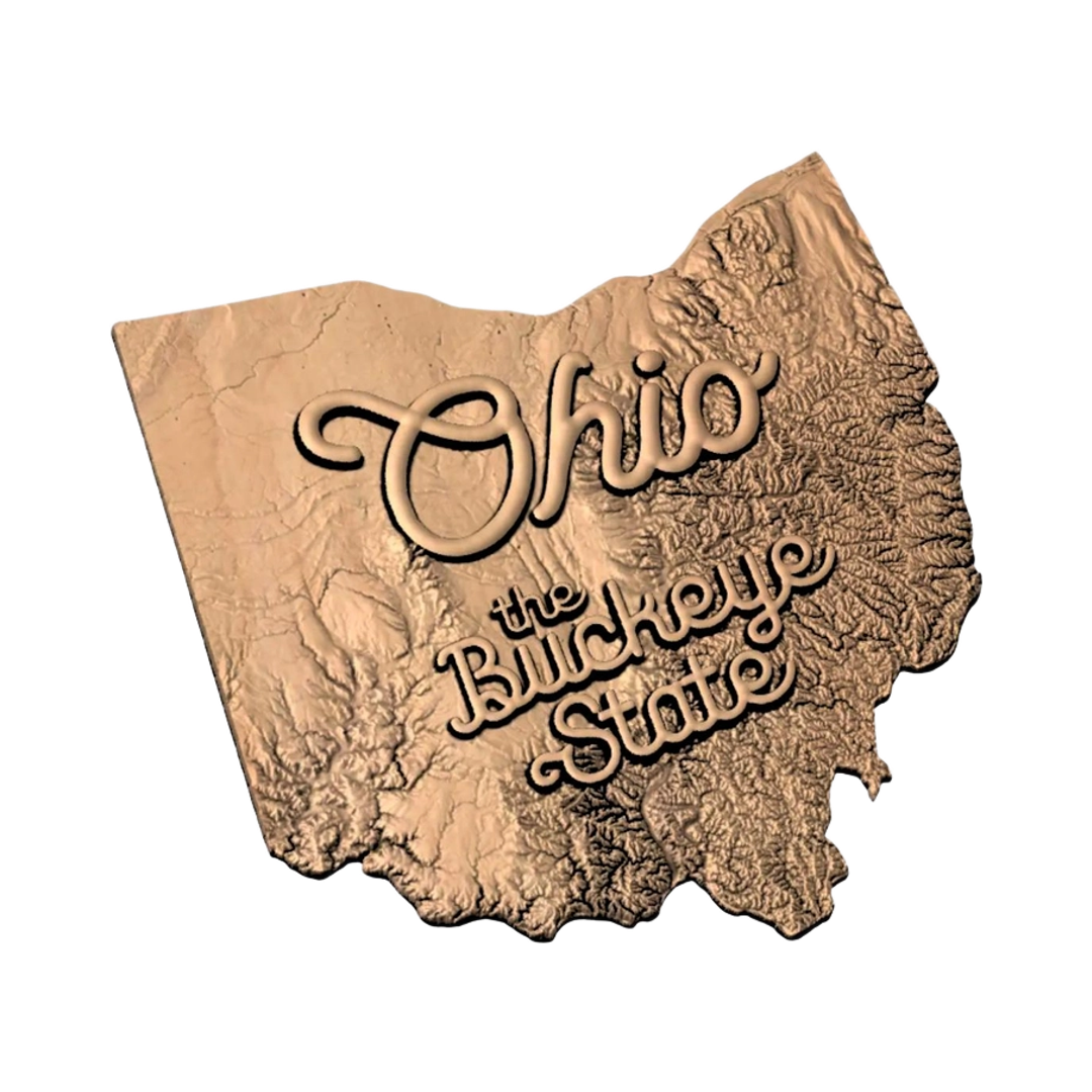 Ohio Terrain Map (Buckeye State) STL file included with instant download