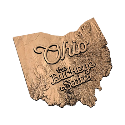 Ohio Terrain Map (Buckeye State) STL file included with instant download