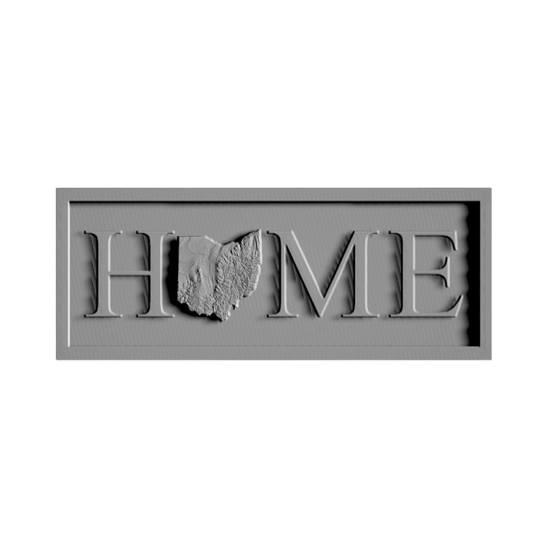 Ohio Topography HOME Design STL file for 3D printing and CNC routing, LightBurn and Vectric ready