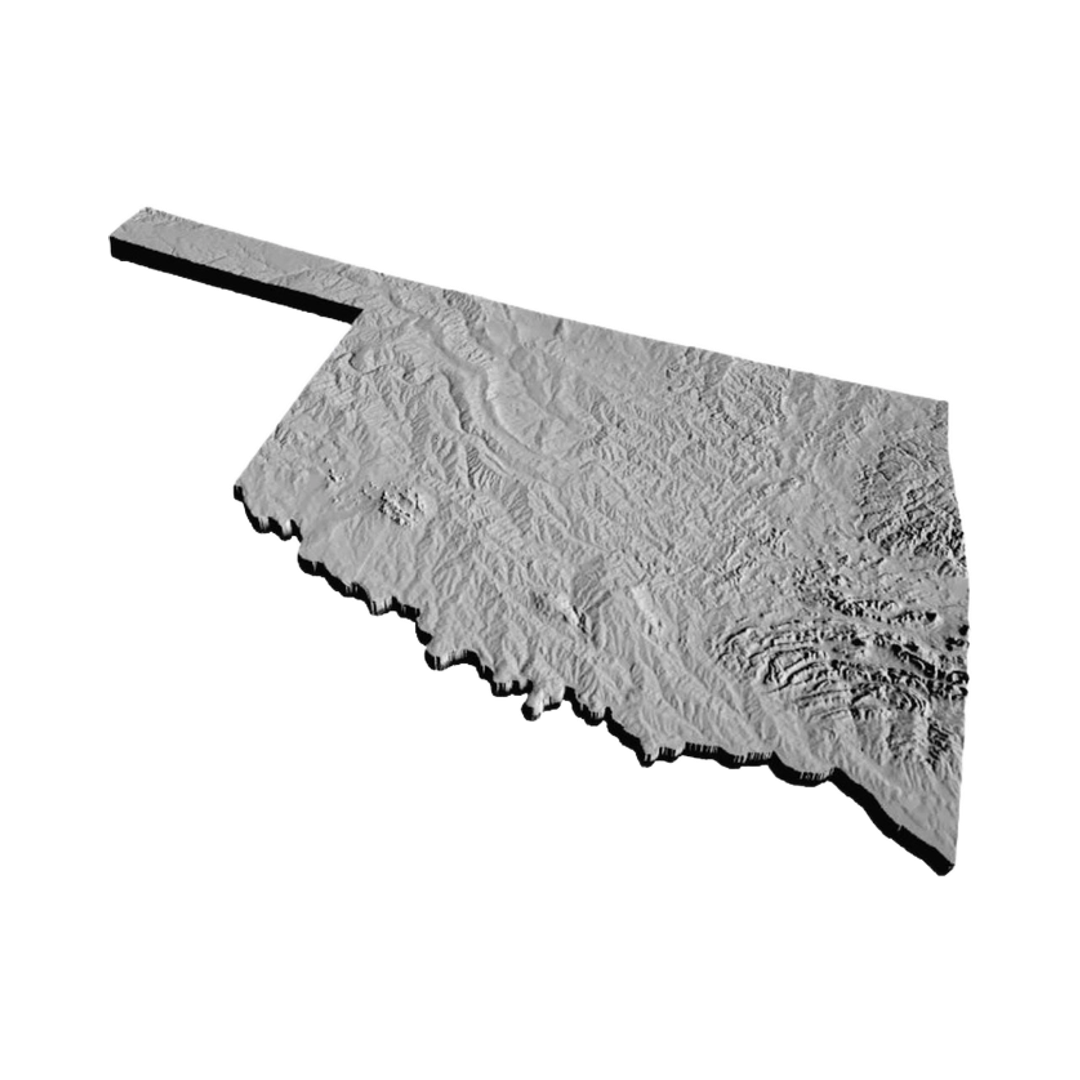 Oklahoma Terrain Map design preview, us states