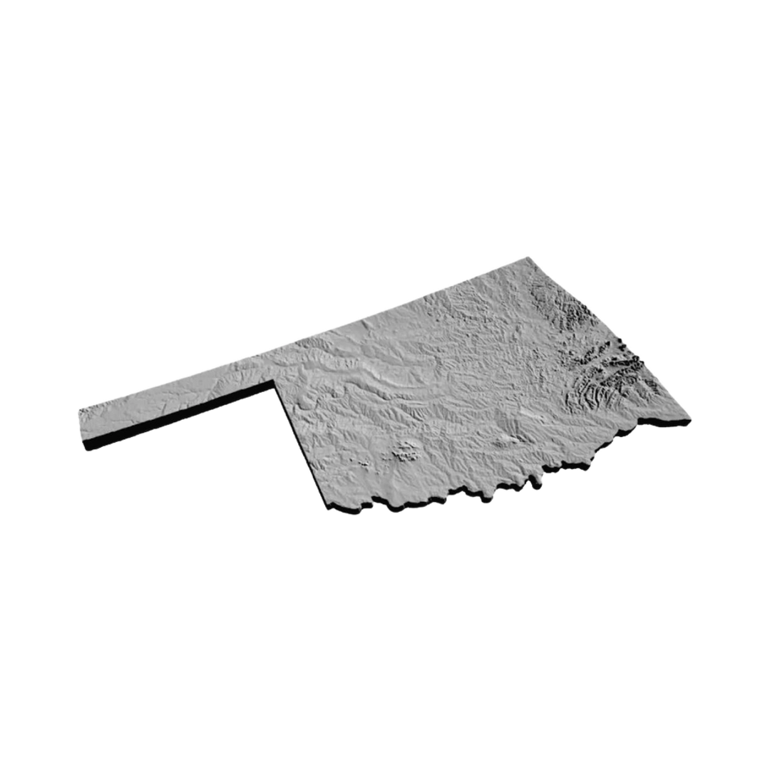 Oklahoma Terrain Map detail view, ready for 3D printing and CNC routing