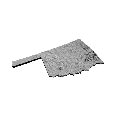 Oklahoma Terrain Map detail view, ready for 3D printing and CNC routing