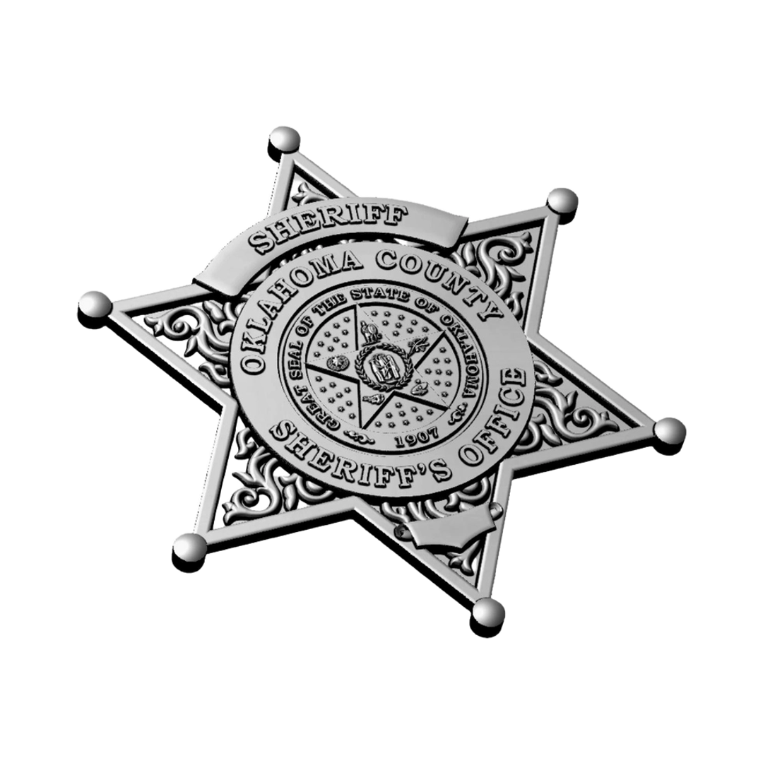 Oklahoma State Sheriff Badge detail view, ready for 3D printing and CNC routing