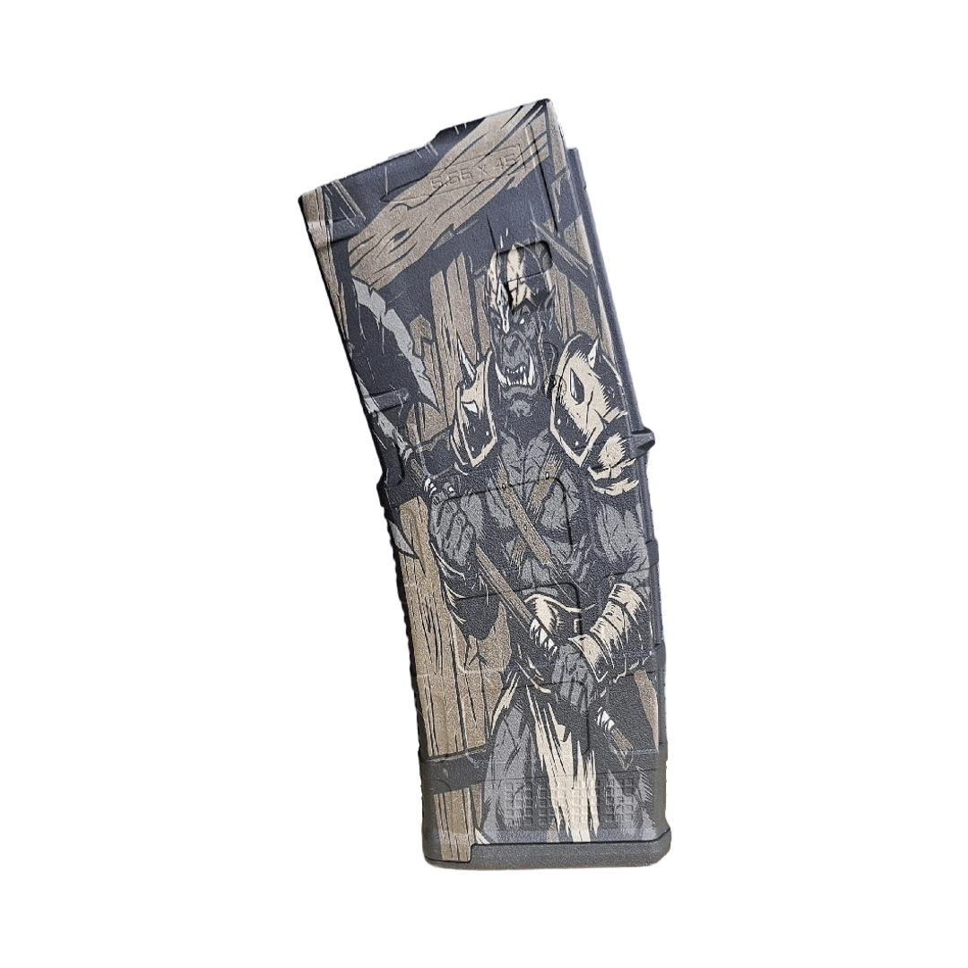 Orc Berserker MAG Fiber Laser Engraving detail view, ready for digital crafting