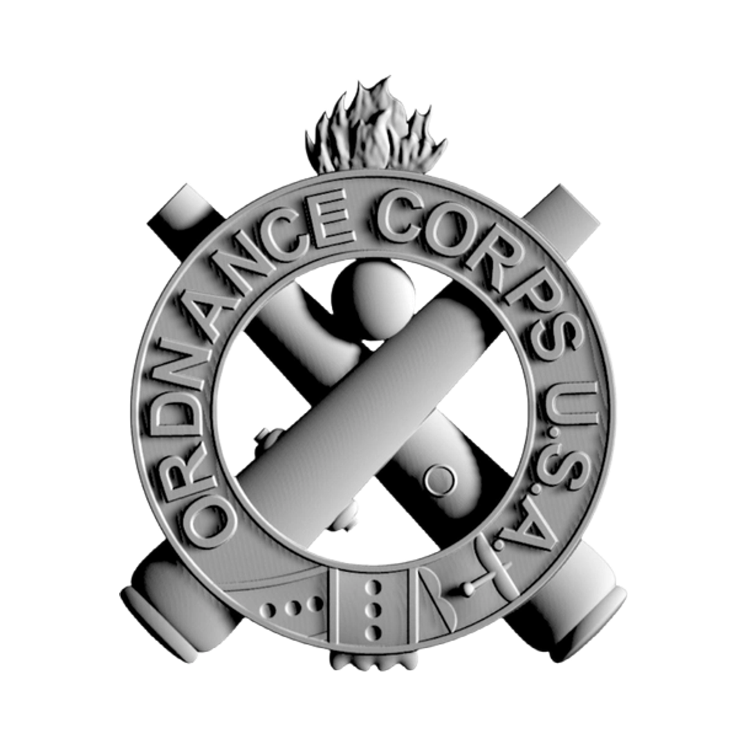 Ordnance Corps Branch STL file for 3D printing and CNC routing, LightBurn and Vectric ready