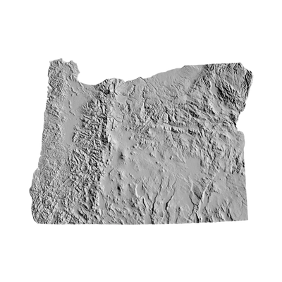 Oregon Terrain Map STL file for 3D printing and CNC routing, LightBurn and Vectric ready