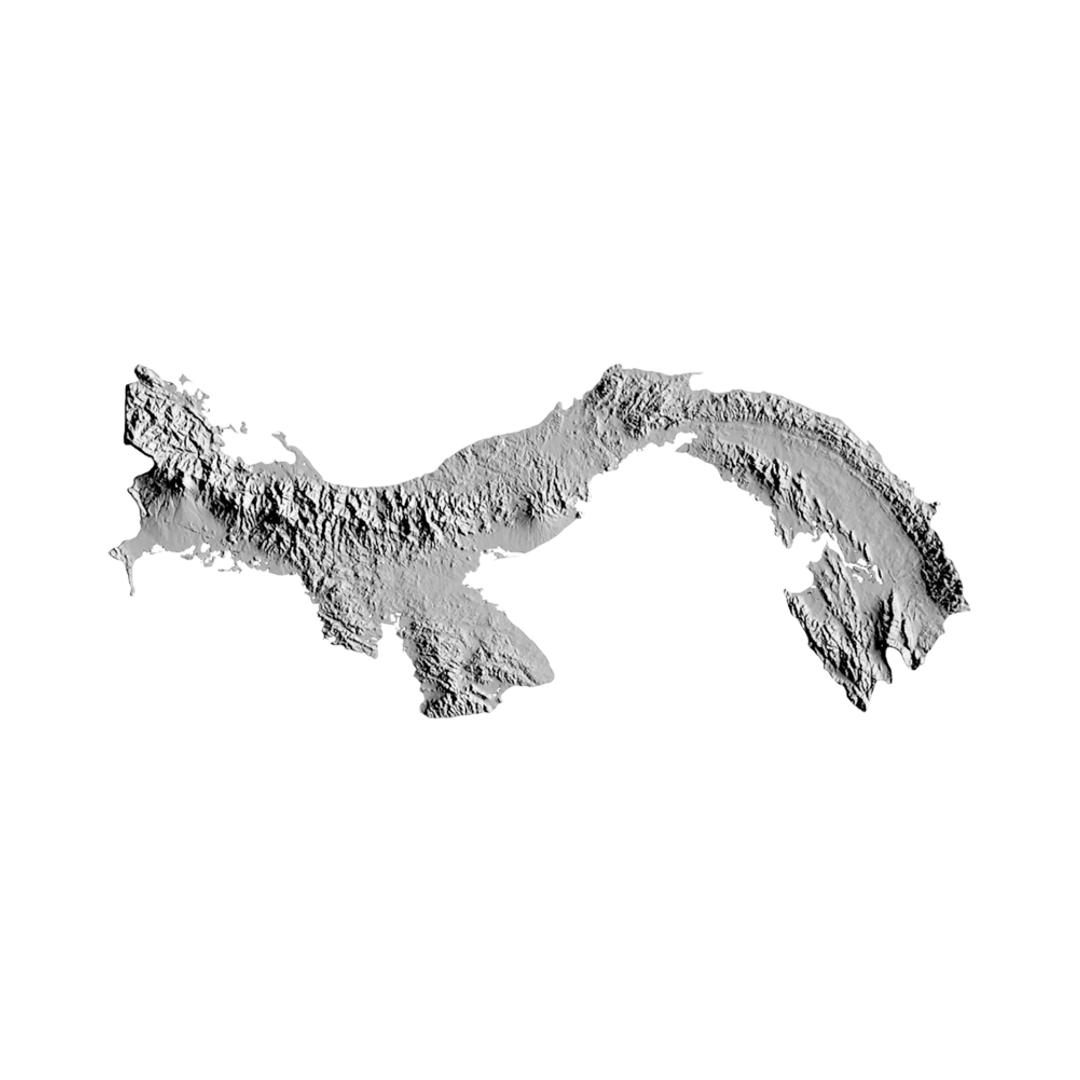 Panama Terrain Map STL file for 3D printing and CNC routing, LightBurn and Vectric ready