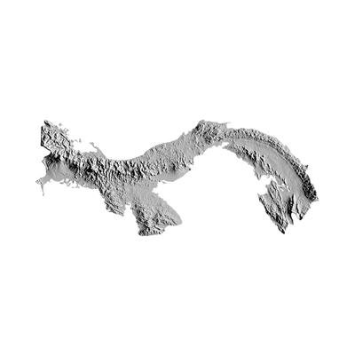 Panama Terrain Map STL file for 3D printing and CNC routing, LightBurn and Vectric ready