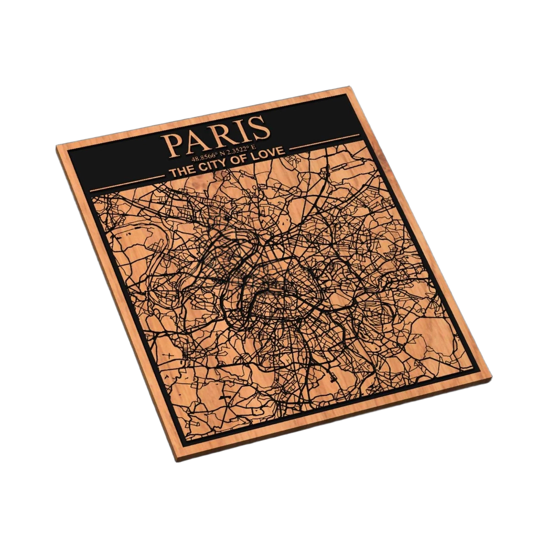 Paris, France City Map SVG file for laser cutting and CNC routing, LightBurn and Vectric ready