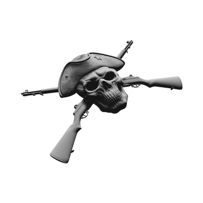 Patriot Skull Cross Rifles design preview, skulls & skeletons
