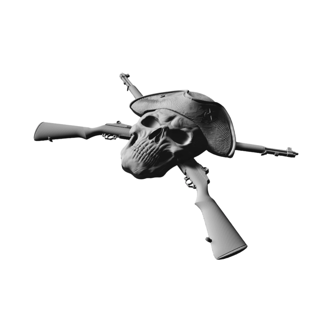 Patriot Skull Cross Rifles detail view, ready for digital crafting
