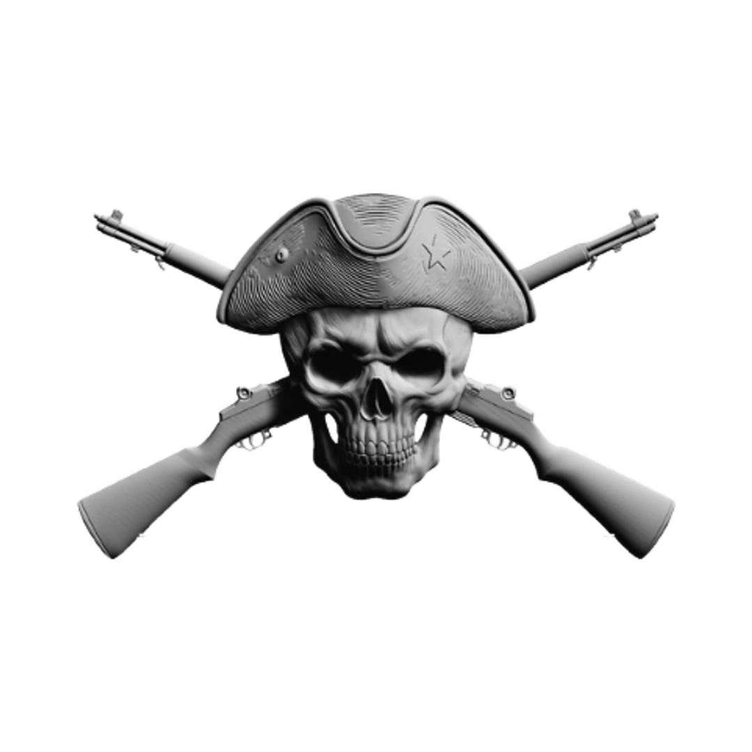 Patriot Skull Crossed Rifles STL file for digital crafting, LightBurn and Vectric ready