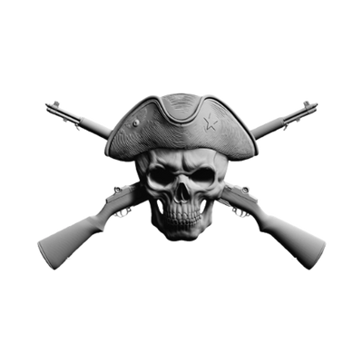 Patriot Skull Crossed Rifles STL file for digital crafting, LightBurn and Vectric ready