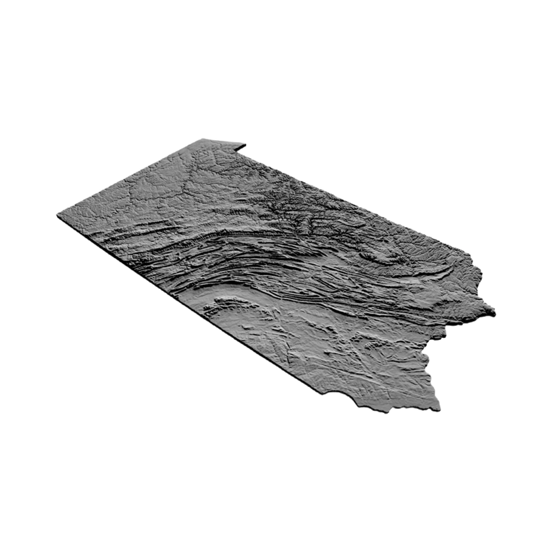 PennsylvaniaTerrain detail view, ready for 3D printing and CNC routing