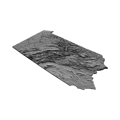PennsylvaniaTerrain detail view, ready for 3D printing and CNC routing