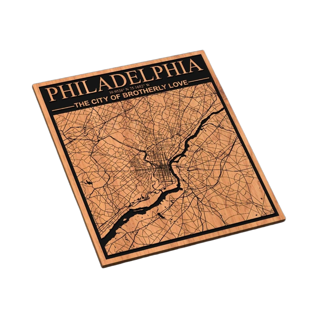Philadelphia, Pennsylvania City Map SVG file for laser cutting and CNC routing, LightBurn and Vectric ready