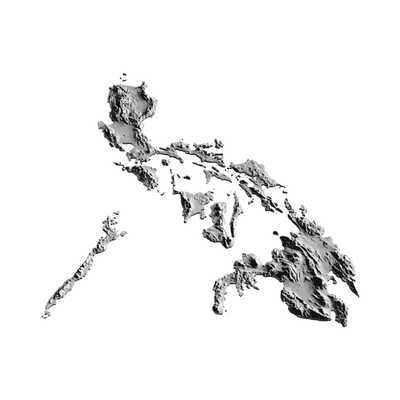 Philippines Terrain Map detail view, ready for 3D printing and CNC routing