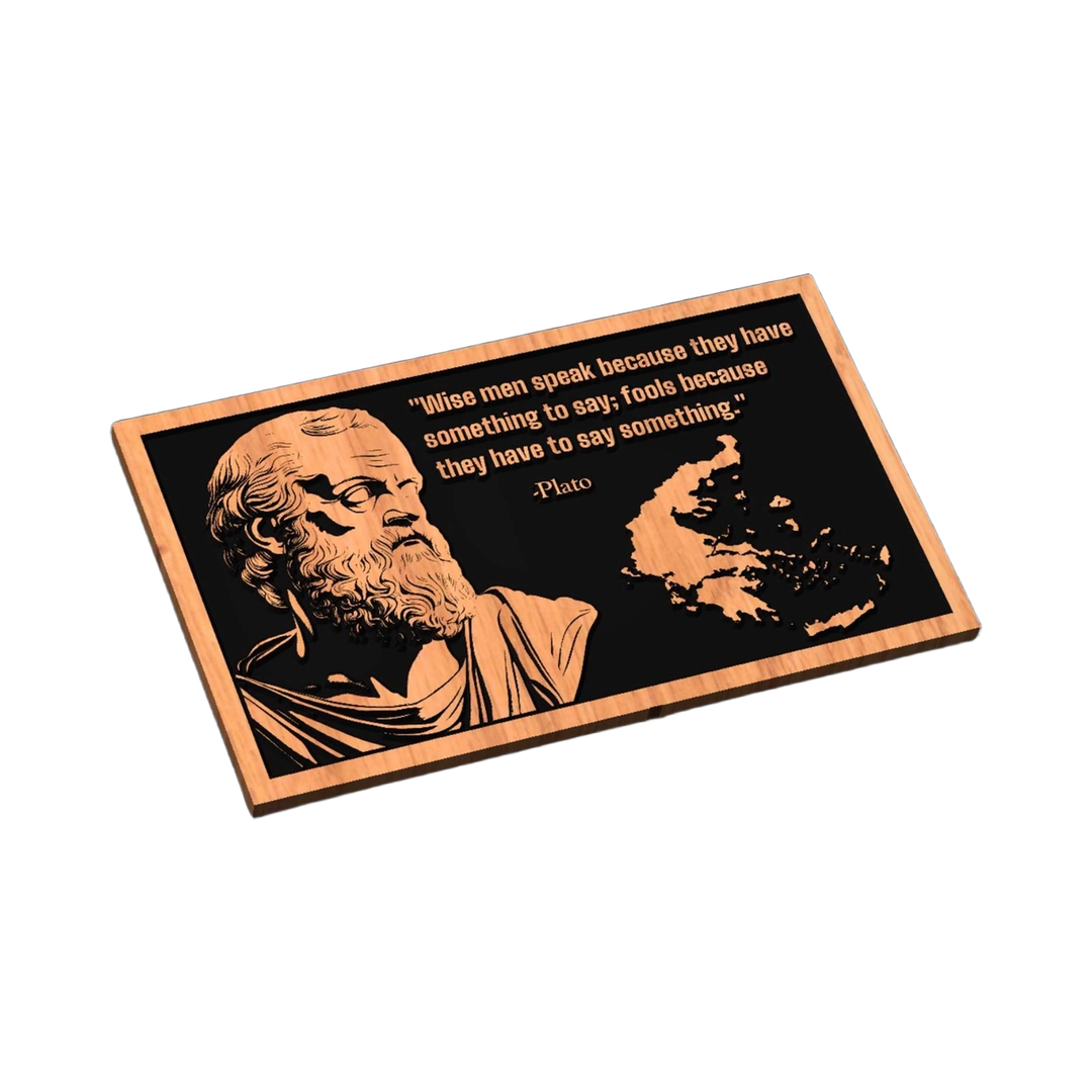 Plato Quote Greece Map SVG file for laser cutting and CNC routing, LightBurn and Vectric ready