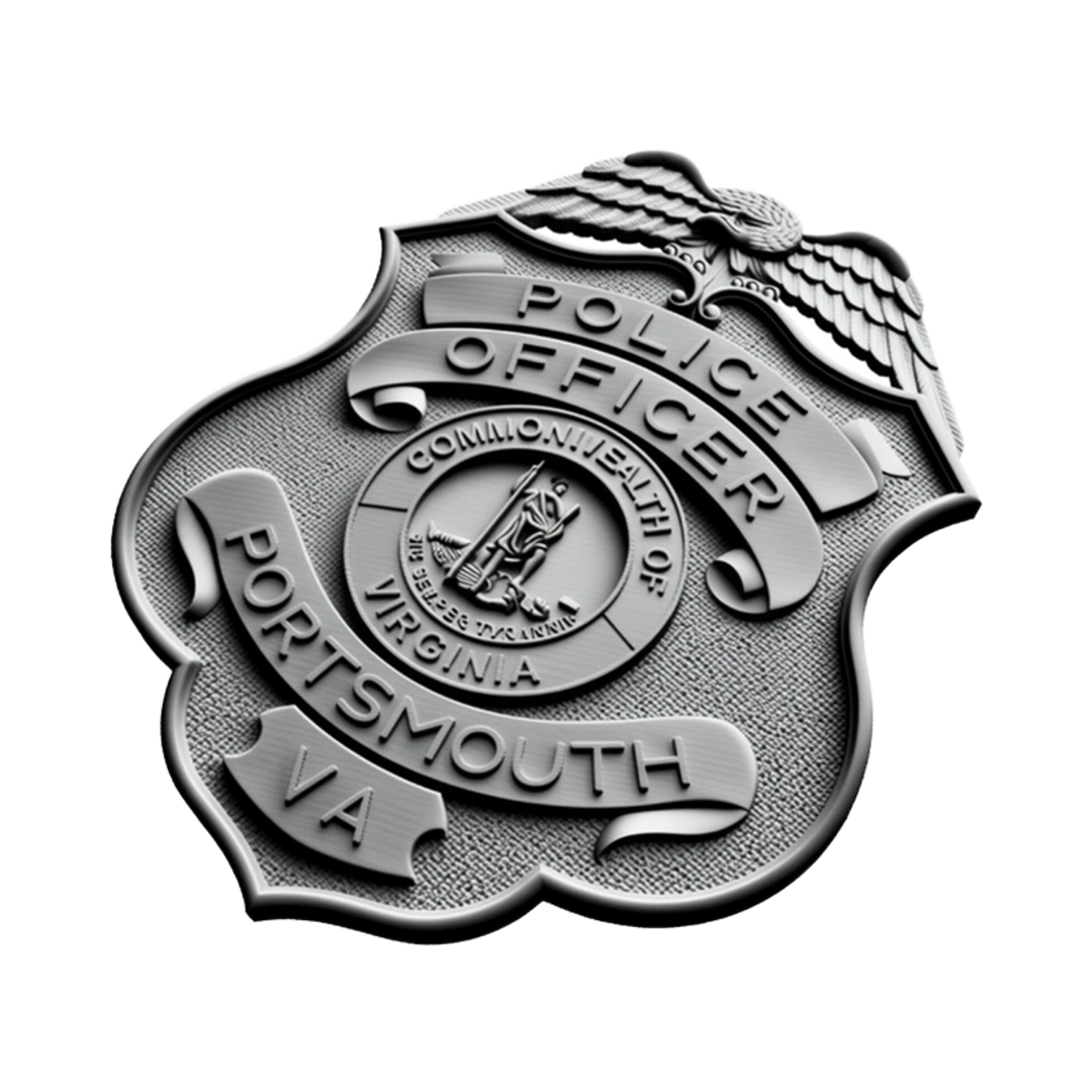 Portsmouth, Virginia Police Badge detail view, ready for digital crafting