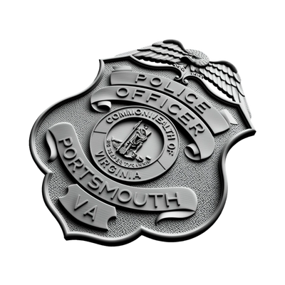 Portsmouth, Virginia Police Badge detail view, ready for digital crafting