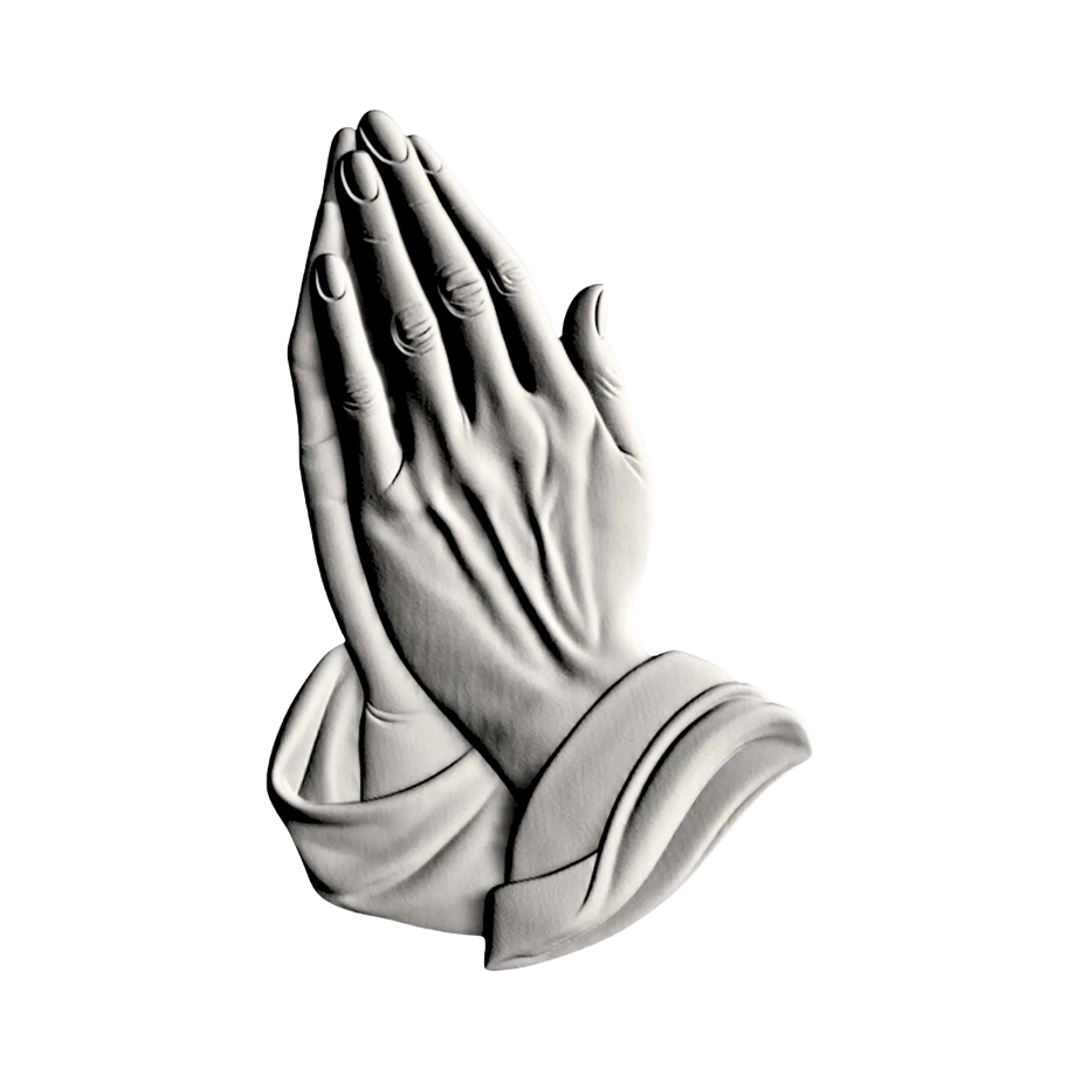 Praying Hands STL file for 3D printing and CNC routing, LightBurn and Vectric ready