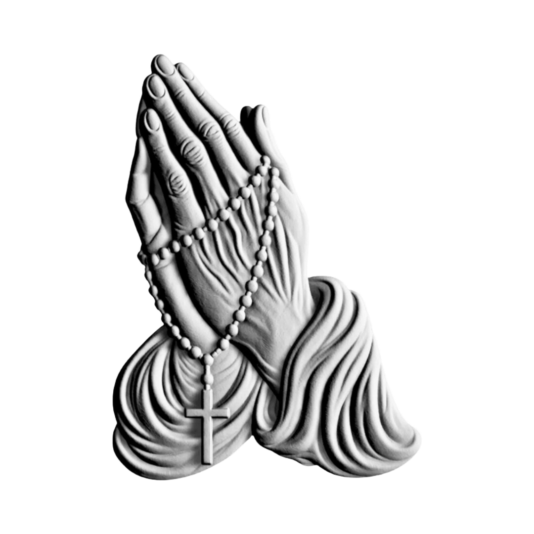 Praying Hands STL file for 3D printing and CNC routing, LightBurn and Vectric ready
