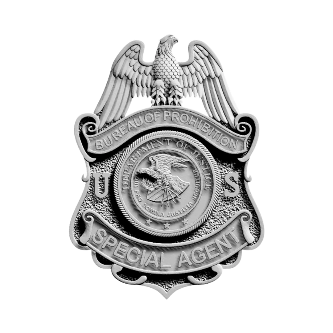 Prohibition Agent Badge STL file for 3D printing and CNC routing, LightBurn and Vectric ready