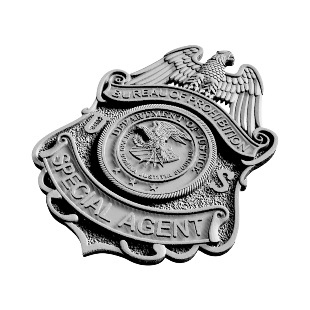 Prohibition Agent Badge detail view, ready for 3D printing and CNC routing