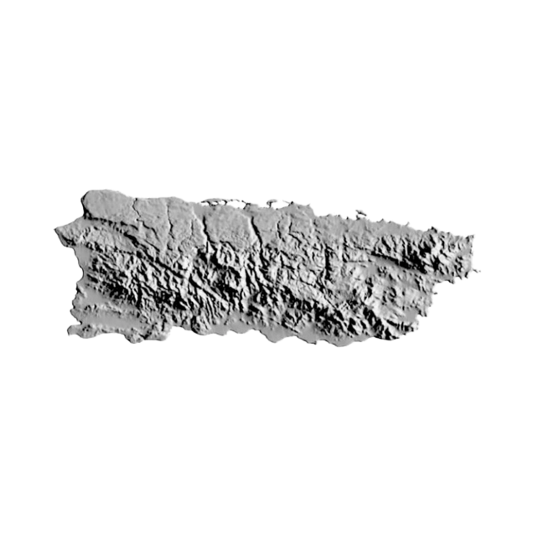 Puerto Rico Terrain Map STL file for 3D printing and CNC routing, LightBurn and Vectric ready