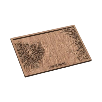 Puget Sound & Olympia National Park Terrain Map detail view, ready for 3D printing and CNC routing