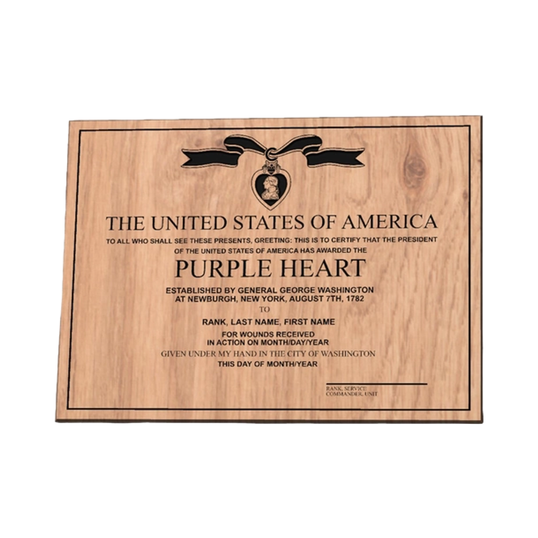 Purple Heart Award Plaque design preview, medals & awards