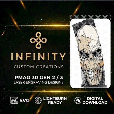 Radiation Skull Fiber Laser Engraving Design SVG file for digital crafting, LightBurn and Vectric ready