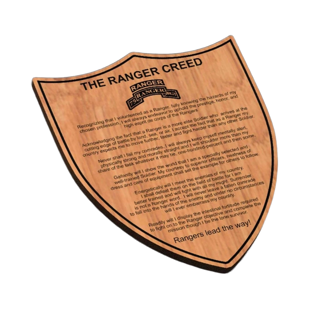 U.S Army Ranger Creed Shield SVG file for laser cutting and CNC routing, LightBurn and Vectric ready