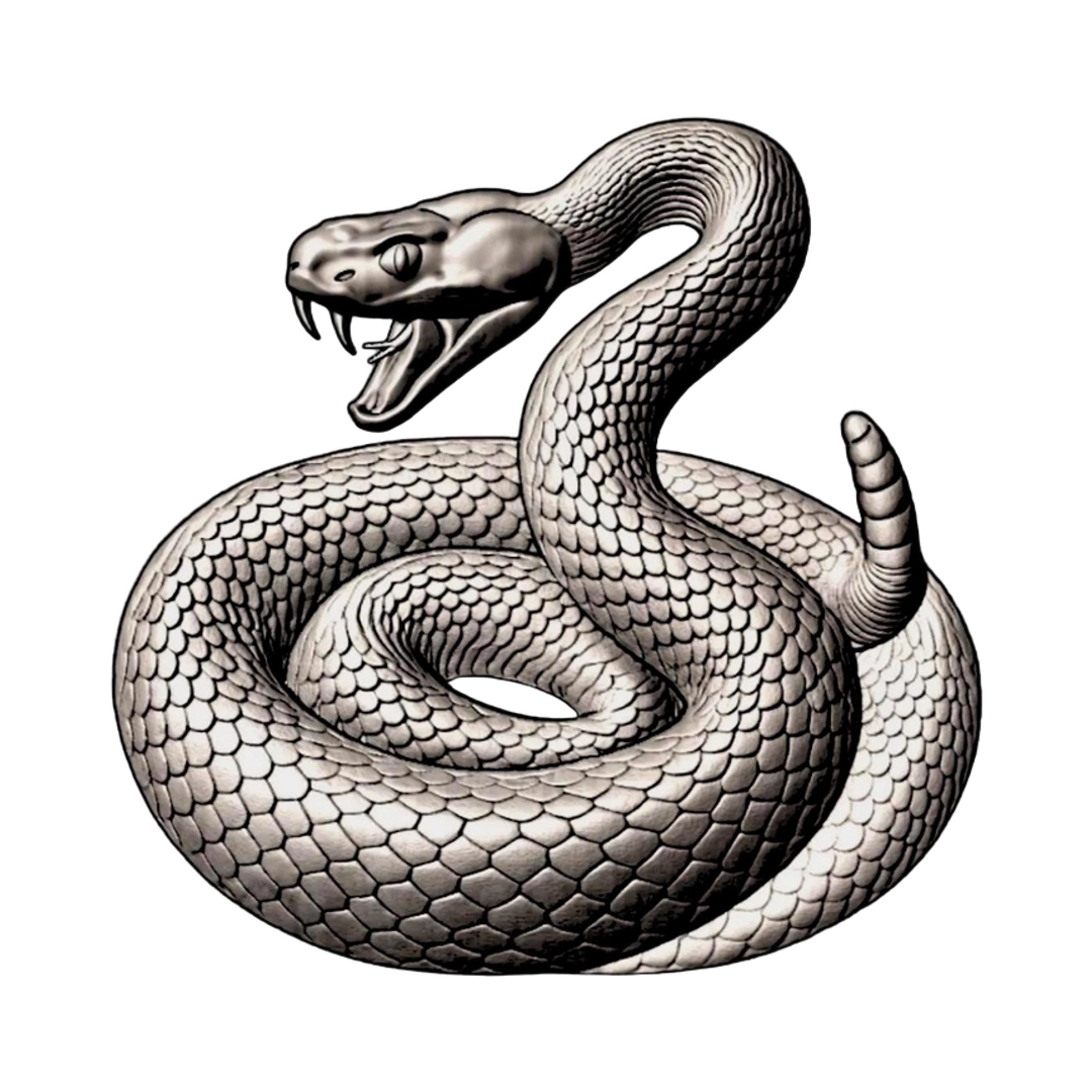 Striking Rattlesnake STL file for 3D printing and CNC routing, LightBurn and Vectric ready