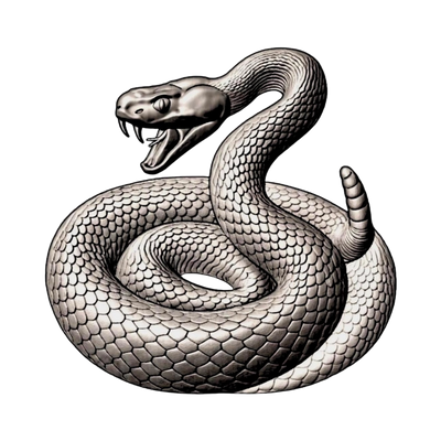 Striking Rattlesnake STL file for 3D printing and CNC routing, LightBurn and Vectric ready