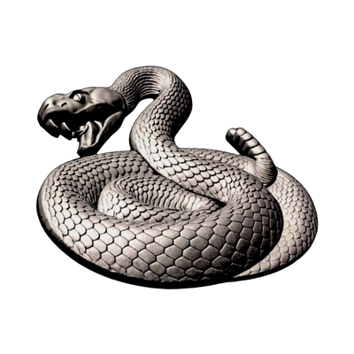 Striking Rattlesnake detail view, ready for 3D printing and CNC routing