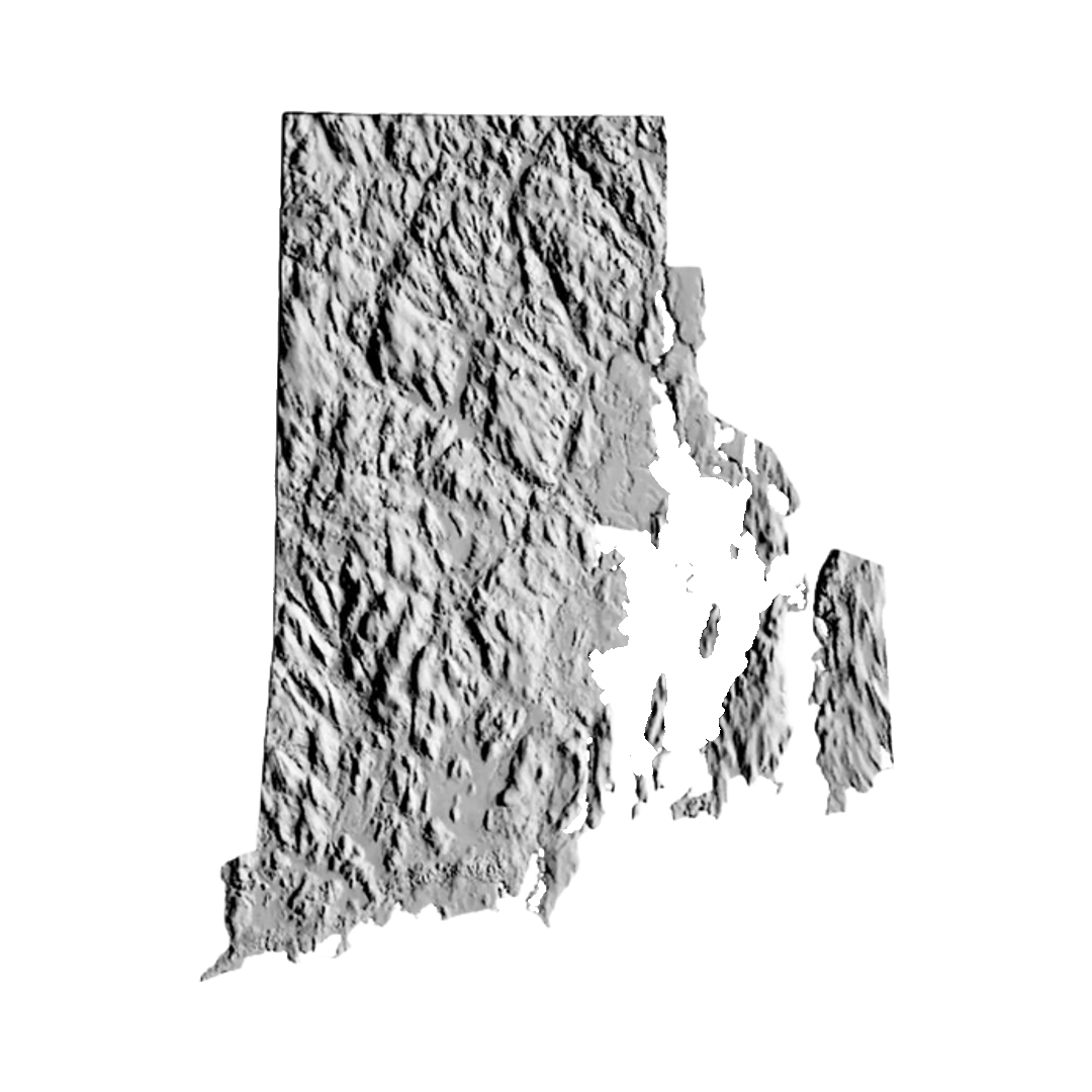 Rhode Island Terrain Map STL file for 3D printing and CNC routing, LightBurn and Vectric ready