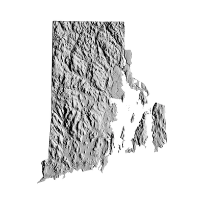 Rhode Island Terrain Map STL file for 3D printing and CNC routing, LightBurn and Vectric ready