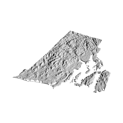 Rhode Island Terrain Map detail view, ready for 3D printing and CNC routing