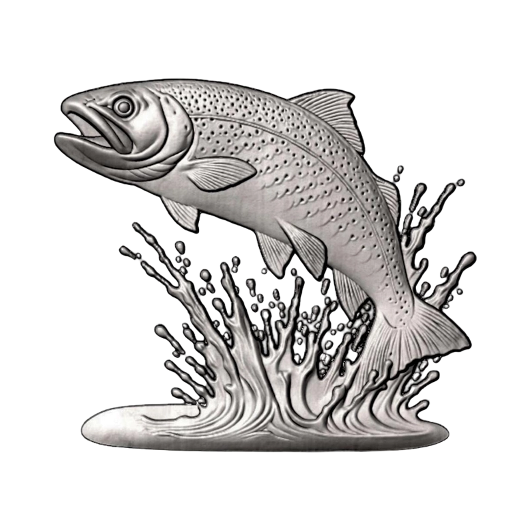 River Trout STL file for 3D printing and CNC routing, LightBurn and Vectric ready