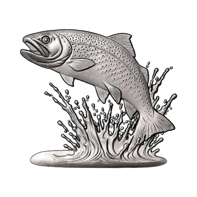 River Trout STL file for 3D printing and CNC routing, LightBurn and Vectric ready
