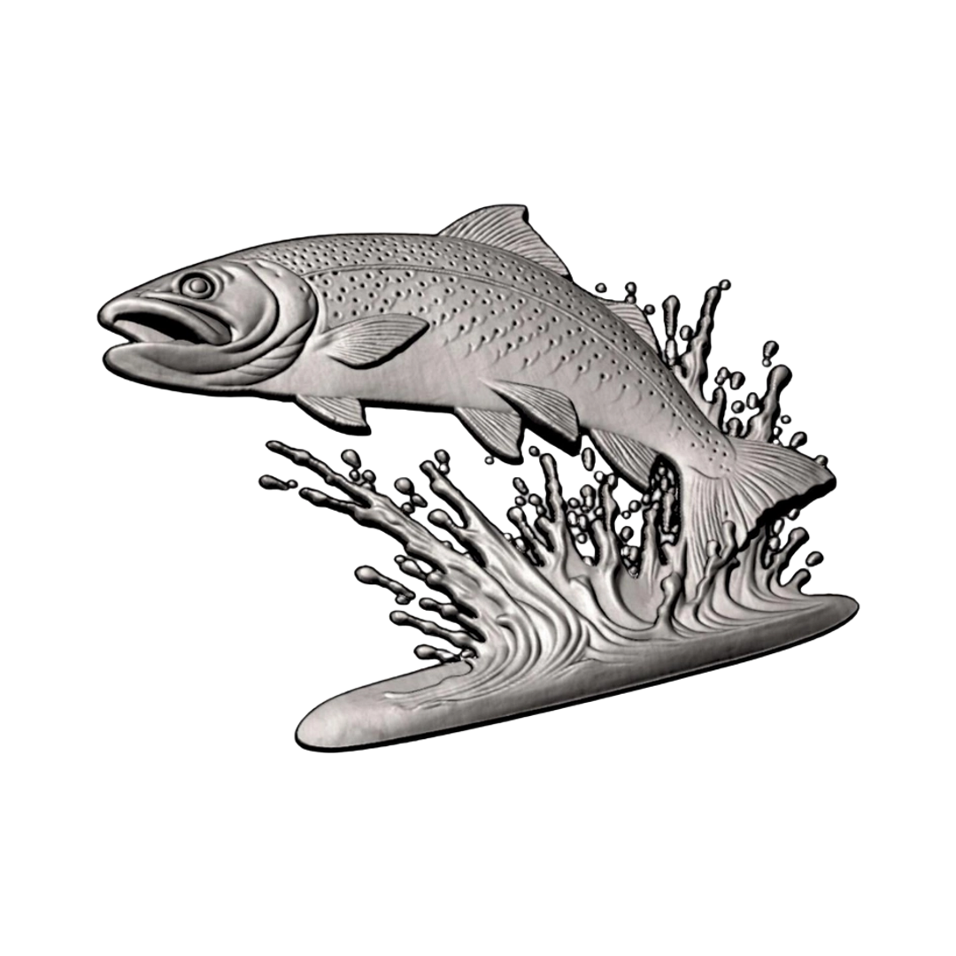 River Trout detail view, ready for 3D printing and CNC routing