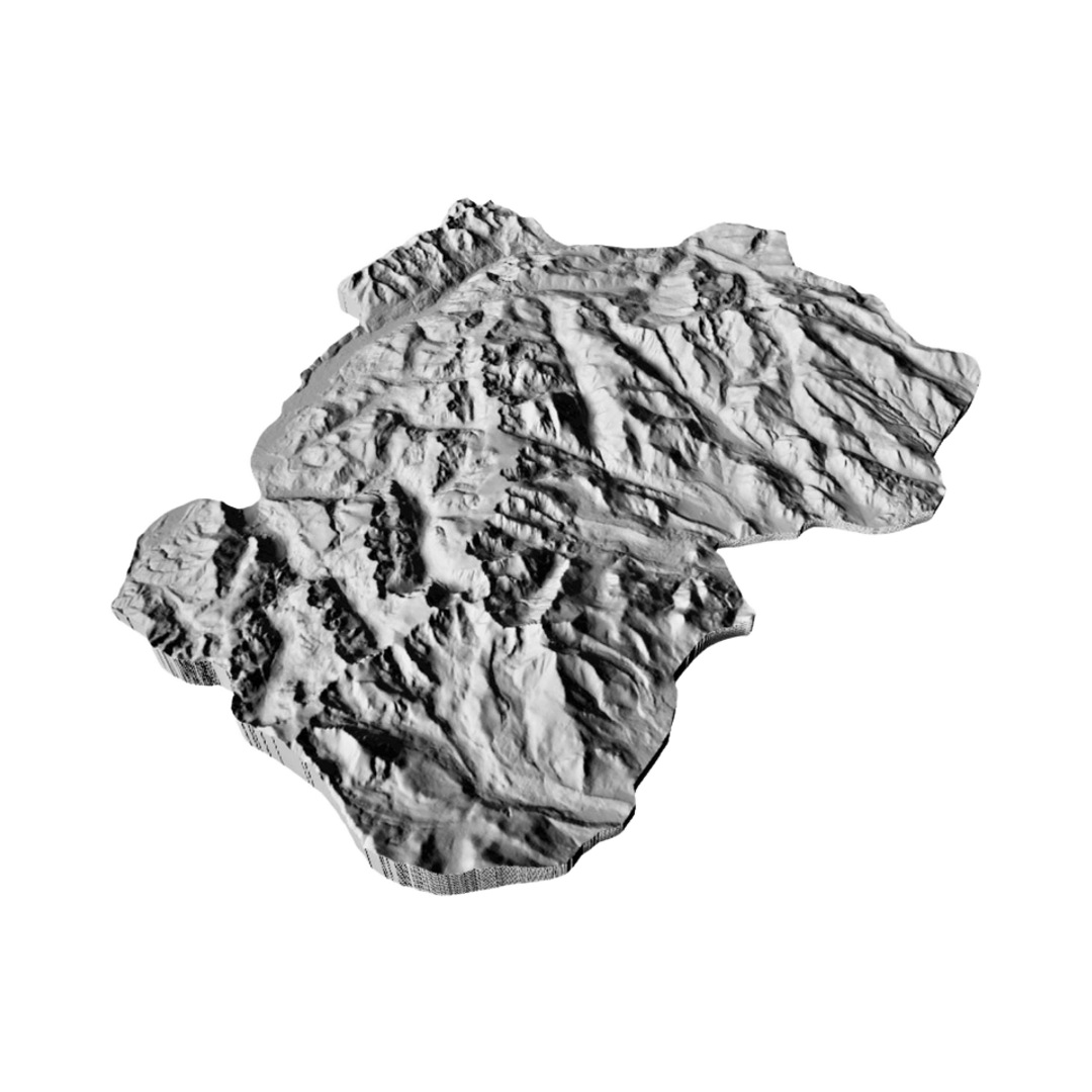 Rocky Mountain National Park Terrain Map detail view, ready for 3D printing and CNC routing