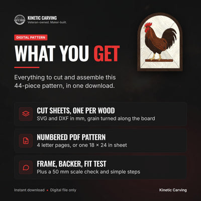 Barnyard Rooster Intarsia SVG file included with instant download