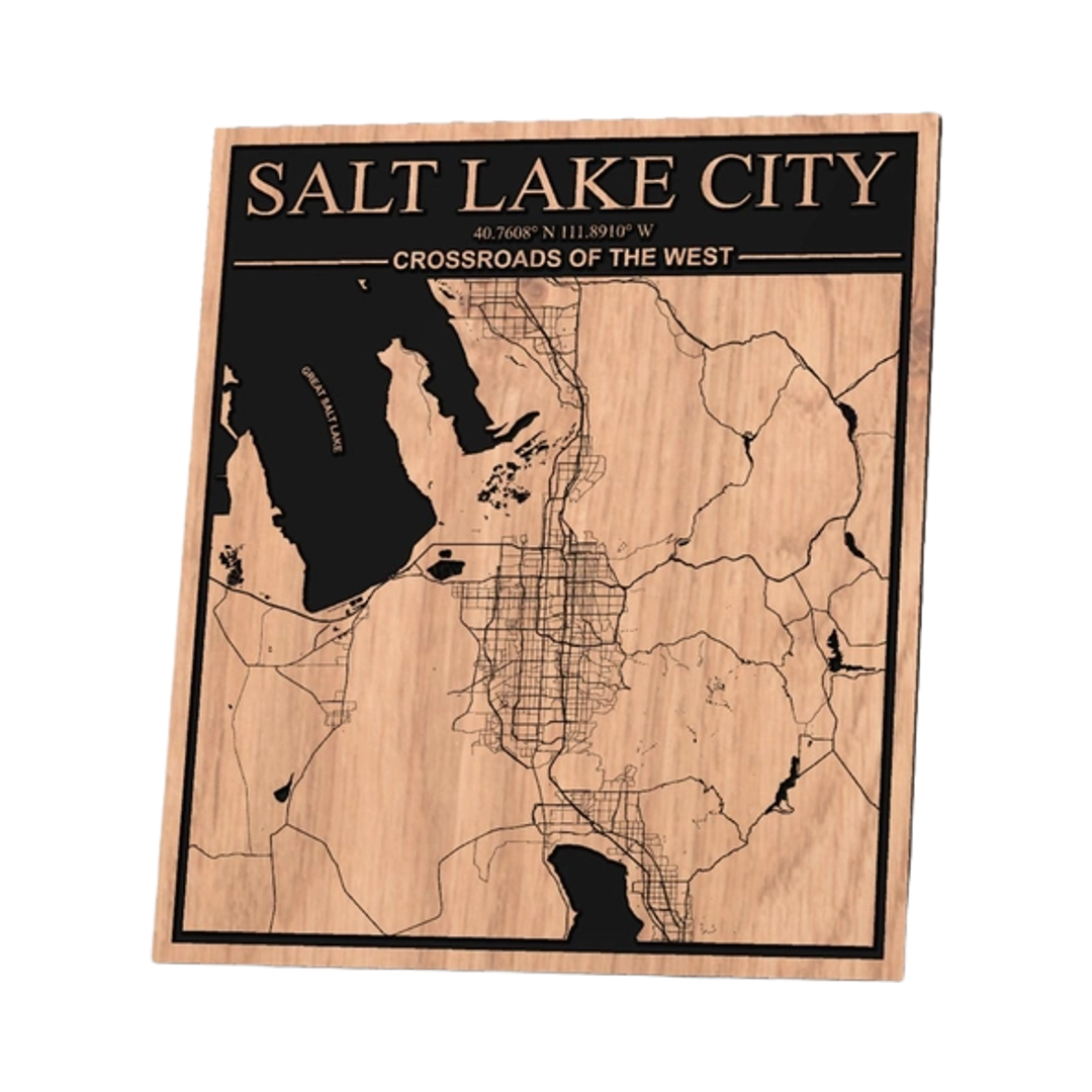 Salt Lake City Utah Map design preview, cities & landmarks
