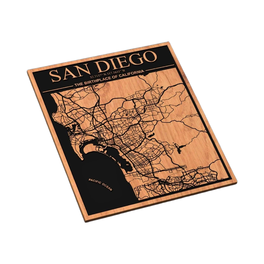 San Diego, California City Map SVG file for laser cutting and CNC routing, LightBurn and Vectric ready