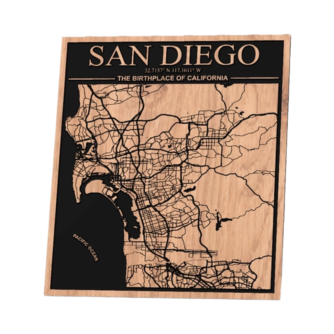 San Diego, California City Map design preview, us states
